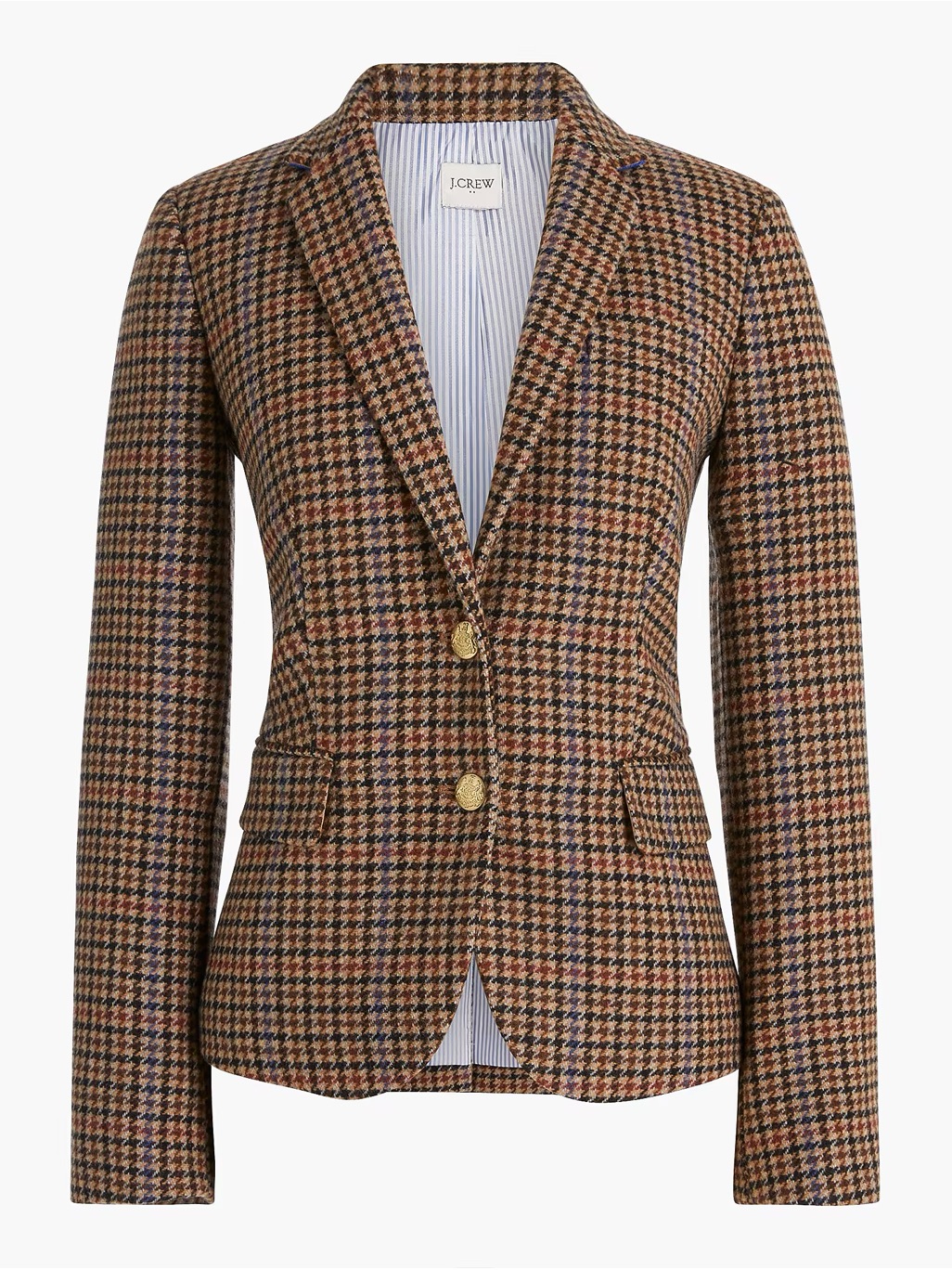 J. Crew Brown Multi Houndstooth Wool Blazer